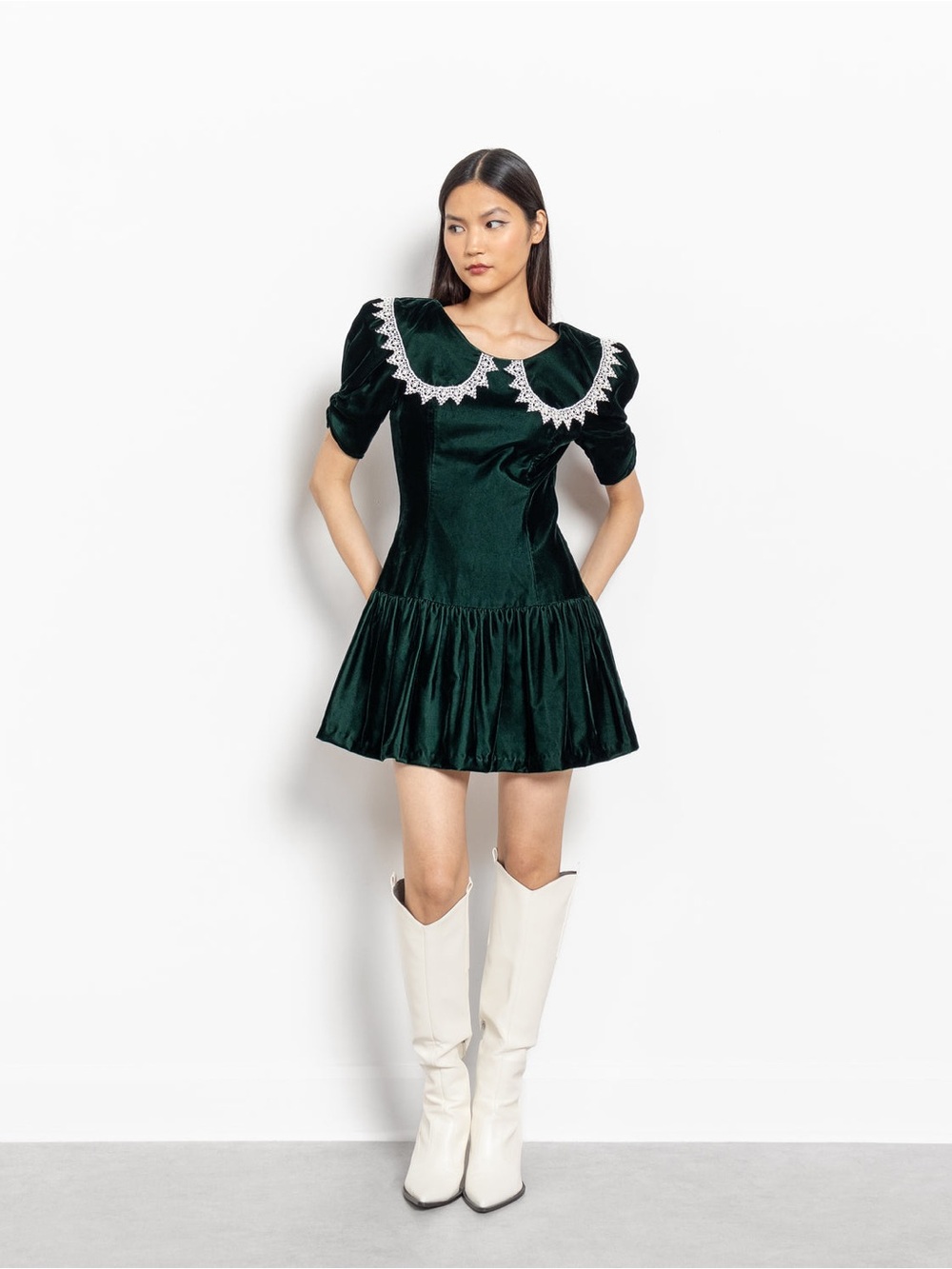 Jessica McClintock Gunne Sax Vintage green collared dress